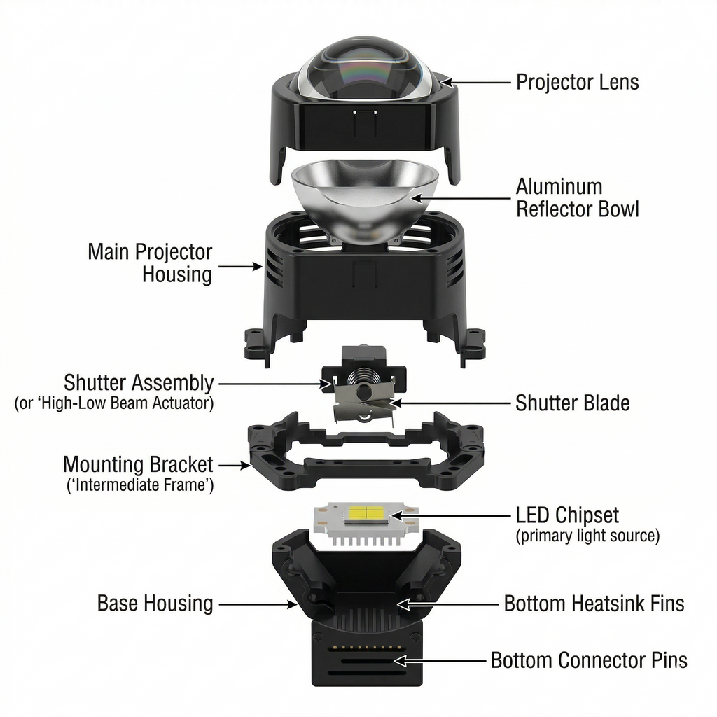 3-Inch Square Bi-LED Projector Lens Light (Pair)